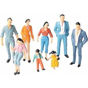 Lawnrden Mini Figure di Persone 1:87 Posa in Piedi Dipinta Scala Ho per Scene in Miniatura del Treno Modello Casa delle Bambole 24 Pezzi | Persone Modello