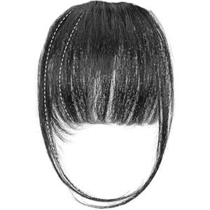 SDFWGG Frangetta Finta con Clip Frangia Aria Basette Leggere a Extension Frangetta Finta Frontale con Clip Frangia Sintetica Naturale per Donna (Nero)