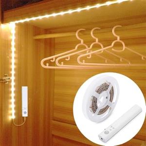 OriFiil Luce Armadio LED con Sensore di Movimento, Striscia LED 1 Metro Striscie a Batteria, 3000K Bianco Caldo Luce Bambini Notturna per Armadi Camere da Letto, Scala, Guardaroba, Bagno