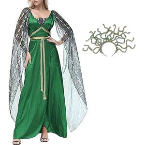 Genérico Costume da Dea Egiziana Costume di Carnevale Greco Medusa con Fascia di Serpente Vestito di Halloween Cospaly Vestito di NINFA Costume da Foresta da Fiaba