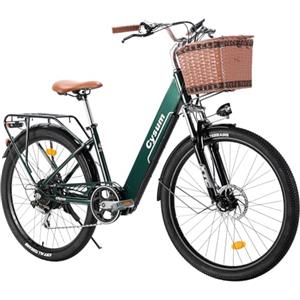 Antgooat Bicicletta elettrica Cityrun Ebike Bicicletta elettrica a pedalata assistita 26 Bicicletta da donna 36V*10Ah Bicicletta unisex (Green)
