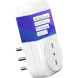 Meross Presa Smart Wi-Fi Italiana, Apple HomeKit, Siri, Alexa, 2,4 GHz | Presa Intelligente Wi-Fi Type L, Compatibile con Google Assistant e SmartThings, 16 A, 3840 W, Nessun Hub Richiesto