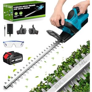 Purova Tagliasiepi a Batteria, 21V Tagliasiepi Elettrico con Batteria 3,0 Ah, 1000W Motore Senza Spazzole, Lama da 52 cm, Diametro di Taglio Fino a 1,5 cm, per Giardino Siepi (con 1 Batteria)