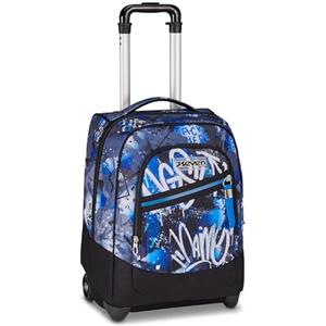 Seven Zaino Trolley, Scuola Elementare, Doppio Uso, Doppio Scomparto, Spallacci a Scomparsa, Bambino, Mystic Gray, blu/nero