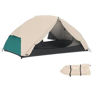 Outsunny Tenda da Campeggio 2 Posti con 2 Vestiboli 280x225x110 cm Beige