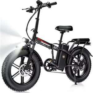 DEEPOWER G23 Bicicletta Elettrica Pieghevole da Montagna, Pneumatici Larghi 20" x 4, Batteria Rimovibile 17Ah/25Ah/35Ah, Autonomia 50-150 KM, 7 Velocità, Display LCD, Sospensione Completa