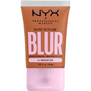 NYX Professional Makeup Fondotinta Effetto Blur, Con Coprenza Media, Finish Matte, Con Niacinamide, Matcha e Glicerina, Fino a 12 Ore d'Idratazione, Bare With Me Blur, Tonalità: Medium Tan, 30 ml