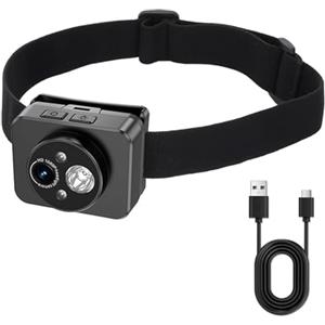VBESTLIFE Fotocamera Montata Sulla Testa con Lampada Frontale a LED, Action Cam Indossabile HD 1080P 2MP per attività Notturne All'aperto, Ciclismo, Pesca (Senza scheda di memoria)
