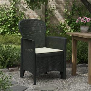 Dmora - Sedia da esterno Como, Seduta da giardino, Poltrona outdoor effetto rattan, 100% Made in Italy, 59x57h85 cm, Antracite