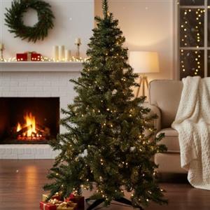 Dmora Albero di Natale Plaine, Pino Artificiale, Albero Effetto Reale, Alberello Natalizio, Made in Italy, 140x140 h200 cm, Verde