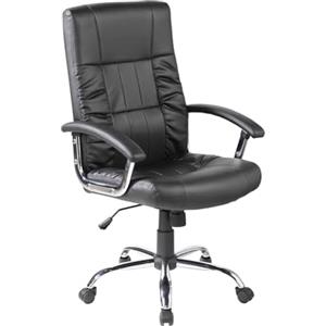 Dmora - Sedia da ufficio Melton, Poltrona direzionale con braccioli, Sedia ergonomica da ufficio, Cm 69x64h106/116, Nero