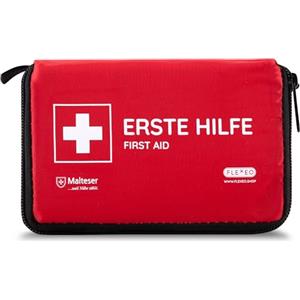 FLEXEO Set di pronto soccorso Essential, borsa compatta e leggera per attività all'aperto, bicicletta, escursioni e viaggi, piccola borsa per medicazioni in viaggio e bambini, mini cassetta per