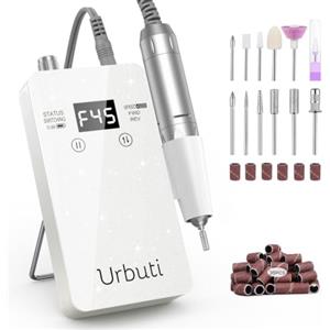Urbuti R9 - Fresa elettrica per unghie in gel, con supporto di base, 45000 giri/min, portatile, con display digitale, set per manicure e pedicure con punte per unghie