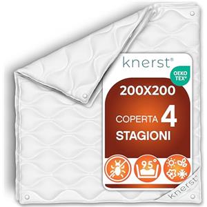 KNERST® Piumino 4 Stagioni 200x200 cm - Piumone Matrimoniale in Microfibra - Trapunta Letto Singolo e Una Piazza e Mezza - Coperta Letto Traspirante, Anallergica e Lavabile