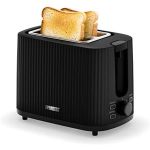 Princess Toaster Wave, 2 Fette, 7 Livelli di Doratura, Funzione Scongelamento e Riscaldamento, Vassoio Raccoglibriciole, Design Compatto, 142358