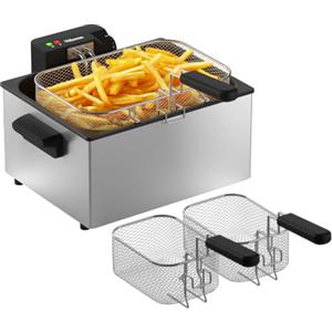 Tristar Friggitrice in Acciaio Inox, Capacità 5 L, 3000 W, Termostato Regolabile, Cestello Rimovibile, Uso Semi Professionale, FR-9330