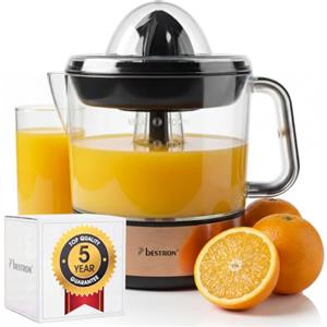 Bestron Spremiagrumi elettrico, Spremi agrumi elettronico con 2 coni di spremitura e coperchio per aromi, motore con due sensi di rotazione (sinistra/destra), capacità: 0,7 litri, 40 watt, Rame