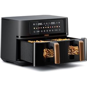Princess Friggitrice ad Aria Doppia 9L 3100W - Due zone di cottura con funzione Sync Finish, ampia capacità per pasti in famiglia, cuoce due pietanze contemporaneamente