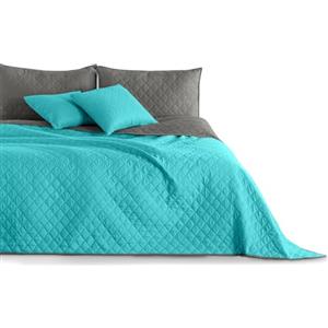 DecoKing Copriletto Reversibile Bicolore Turchese Argento Acciaio Grigio Axel 2 piazze Matrimoniale 240x260 cm