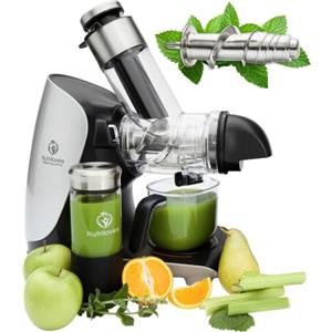 Nutrilovers GREEN-PRESS MAX Estrattore di Succo Lento in Acciaio Inossidabile 304 con Coclea Senza BPA | Per Frutta Intera, Sedano, Verdure e Frutta | Vincitore del Test 2023 | Estrattore di Succo Versatile