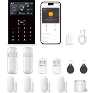 XNH Allarme Casa Senza Fili GSM/WiFi, Allarme casa, Antifurto Casa, 12 Pezzi Sistema di Allarme con APP, Sirena 120DB, 4 Sensore per Porte e Finestre, 2 Rilevatore di Movimento, Telecomando