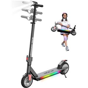 RCB R12 PRO Monopattino Elettrico per Bambini 6-12 Anni, Max 18Km/h & 15 km,Manubrio Regolabile, Luce Arcobaleno, 7" Pieghevole E-Scooter,Display a LED, Regalo per Bambini