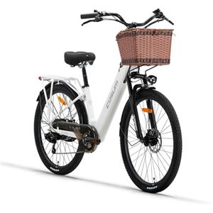 cysum X-City Bici Elettrica per adulti, 26'' city bicicletta elettrica donna uomo, batteria al litio 48 V 10,4 Ah, motore 250 W, 25 km/h, urbano commuting (bianco-1)
