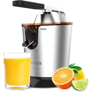Taurus - Spremiagrumi elettrico a leva +1000W | Versamento continuo antigoccia | Cono per tutti gli agrumi | Filtro polpa regolabile | Serbatoio 650 ml | Senza BPA | Antiscivolo | Lavastoviglie