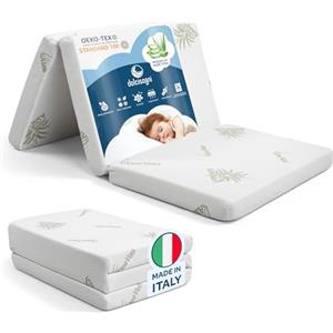 DOLCI SOGNI Materasso Lettino da Campeggio 60x120 Spessore 5 cm, OEKO-TEX® e CertiPUR™ Materassino Pieghevole per Culla da Viaggio, Fodera Aloe Vera, Materasso Lettino 60x120 per Lettino Portatile