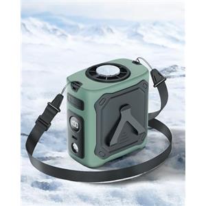 ViSSKO 2026 Raffreddamento Ventilatore da Vita Portatile,8000mAh Autonomia 29H Ricaricabile USBC,5Velocità 13000RPM con Illuminazione LED SOS per Cantiere,Campeggio,Escursionismo,Lavoro Estivo,Verde Militare
