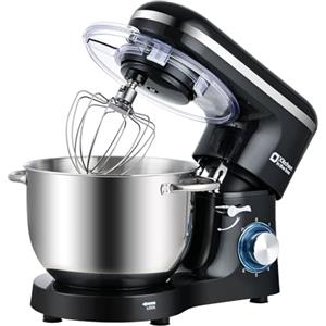 Kitchen in the box Impastatrice Planetaria, 6,2 Litri Impastatrice Professionale 1400W, 6 Velocità con Uncino Impastatore, Mescolatore e Frusta Sbattitrice (Nero)