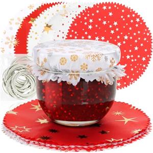 COM-FOUR® 30x centrini decorativi per barattoli di conservazione - centrini di marmellata con gomme - Decorazioni natalizie per barattoli di conservazione - centrini