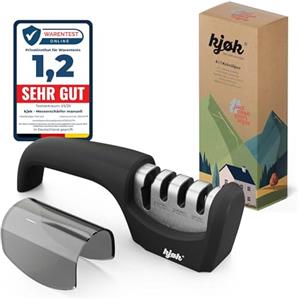 kjøk Premium Affilacoltelli manuale a 4 stadi - diamante, ceramica e carburo di tungsteno - per coltelli da cucina, coltelli da pane seghettati e forbici - base antiscivolo, senza corrente