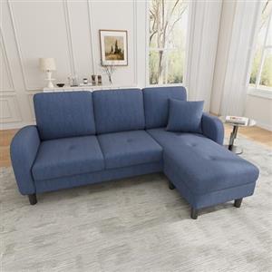 Kuczn Divano modulare a 3 posti a forma di L con chaise longue, divano con funzione letto, realizzato in tessuto di lino e cotone traspirante, gambe in plastica, ideale per soggiorno, appartamenti e