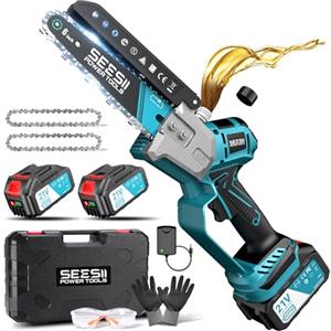 SEESII Mini Motosega a Batteria 6 Pollic per Giardinaggio - 8000 mAh
