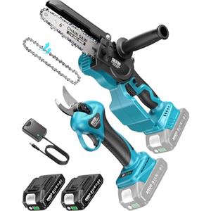 SEESII 2-in-1 kit Potatura a Batteria, 6 Pollici Mini Motosega per Taglio
