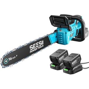 SEESII 16 Pollici Motosega a Batteria, Sega Elettrica per Taglio del Legno