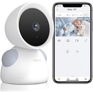 ARENTI 2K/3MP Baby Monitor Video, 355° Videocamera Sorveglianza Interno WiFi per Baby, Visione Notturna IR, Rilevamento intelligente, Audio Bidirezionale, Sensore di Temperatura(Senza monitor)