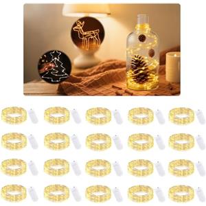 Pavlleen 20 Stringa Luci LED a Batteria,2M 20 LED Lucine Led a Batteria Filo Di Rame