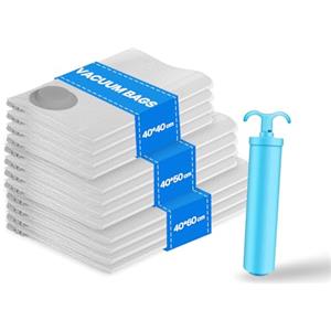 Vacbird - 12 sacchetti sottovuoto per vestiti, con pompa (4 x 40 x 40 cm, 4 x 40 x 50 cm, 4 x 40 x 60 cm), riutilizzabili, adatti per spostamenti, viaggi e per conservare capi stagionali