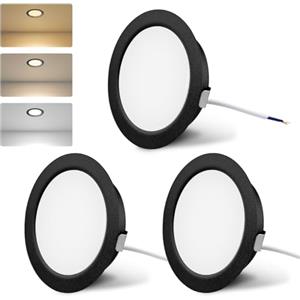 KYOTECH LED Faretti da Incasso per Mobili 230V 3CCT IP44 3.5W 300LM 3PCS Nero