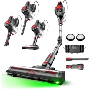 Zynet CM120 Aspirapolvere con Filo 70KPa/600W, Scopa Elettrica Potente con Supporto da Parete, Sistema Multiciclonico, Tubo Pieghevole, Antigroviglio, Cavo 7M, 1,5L, per Tappeti/Pavimenti/Peli di Animali