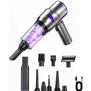 Daniom Aspirapolvere portatile senza fili 16000Pa, Aspiratore Auto Ricaricabile USB 2000mAh, Filtro HEPA Lavabile, Mini Aspirabriciole per Auto, Casa, Divano, Peli Animali, Tastiera e Ufficio