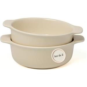 WALD domus vivendi Wald Casseruola monoporzione Ø 15 cm ceramica - set 2 pezzi, pentola forno, teglia piccola, pirofila porzione singola per cucina, tavola e servizio (Bianco Latte)