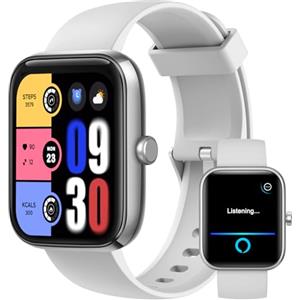 PTHTECHUS Smartwatch per Uomo Donna, IP68 Impermeabile Orologio Smartwatch con Effettua/Risposta Chiamate Contapassi Cardiofrequenzimetro, 120+Modalità Sportive, Orologio Fitness Smart Watch Android iOS Argento