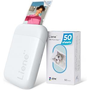 Liene Pearl K100 Stampante Fotografica, 2x3'' Mini Stampante Fotografica Istantanea con 50 Zink Carta Fotografica Adesive, Bluetooth 5.0, Compatibile con iOS&Android, Stampante Portatile