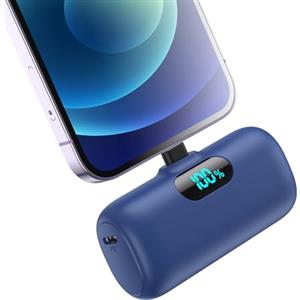 Feob Power Bank 5000mAh per iPhone, Ultra Compatta Caricabatterie Portatile, PD 15W 3.0A Ricarica Rapida Batteria Esterna Mini Powerbank con LED Display per iPhone 14/13/12/11/XR/8/7 Ecc (Blu)