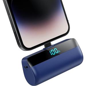 Feob Mini Power Bank 5200mAh per iPhone, Ultra Compatto Powerbank 20W PD Ricarica Rapida Caricatore Portatile Batteria Esterna con Display LED Compatibile con iPhone 14/14 Pro Max/13/12/11/XR ecc (Blu)