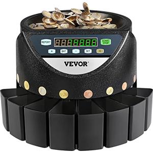 VEVOR Macchina Contamonete 500-1000 Monete in Euro Separatore per Monete Contamonete Velocità 300 pezzi/minuto Display a LED 7 Cifre Pannello Controllo 8 Cassetti, Tabaccheria, Scuole, Negozio, Banca