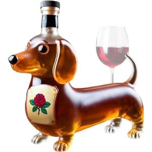Generico Bottiglia Di Whisky A F-orma Di Bassotto, Bicchiere Da Whisky A F-orma Di Bassotto Scolpito In 3D, Bottiglie Di Liquore Vuote A F-orma Di Bassotto, Decanter Per Vino Rosso A F-orma Di Statua Decor